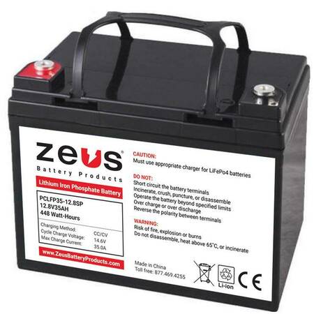 ZEUS BATTERY PRODUCTS 12.8V 35AH LiFePO4 Lithium Iron Phosphate PCLFP35-12.8SP